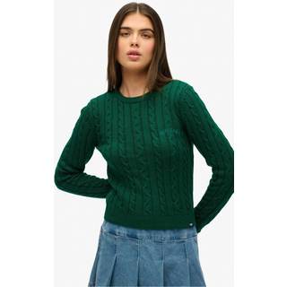 Superdry Superdry Green Essentials Slim Cable Knit Crew Neck 100% Cotton Jumper
