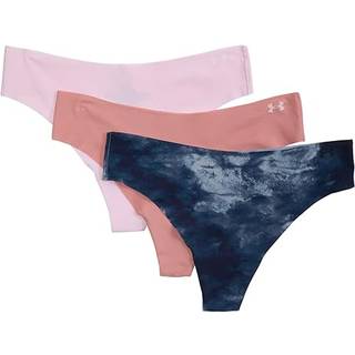 Under Armour Pure Stretch Printed Women's 3-Pack No Show Thong Downpour Gray / Prime Pink / Black L