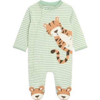 Jojo Maman Bébé JoJo Maman Bébé Green 100% Cotton Footed Appliqué Zip Sleepsuit