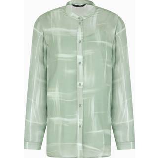 Armani Exchangetil kvinder. XW000570AF12051F7037 Grøn skjorte med mao-krave (XS), Casual, Viscose, Lange ærmer