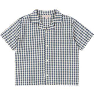 Konges Sløjd GOTS Kim Kortærmet Skjorte Captains Blue Check 12 months  Blå  12 måneder  Unisex