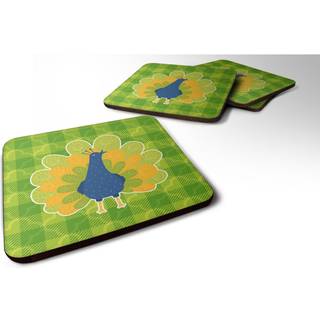 """" Caroline's Treasures Pretty Peacock Foam Coaster Set på 4 3,5 multicolor """"