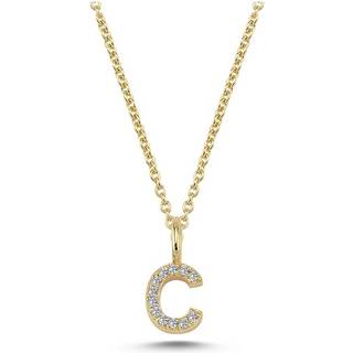 Bogstav vedhæng C - 14 kt guld med diamant på i alt 0,06 ct - 6,5 mm