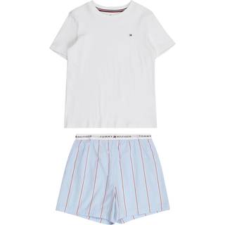 Signature Logo Pyjamassæt, White/Block Stripe Sweet Blue, 140-152 cm