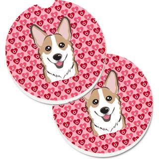 """" Caroline's Treasures Sable Corgi Hearts Set med 2 Cup Holder Car Coasters 2.56 Multicolor """"