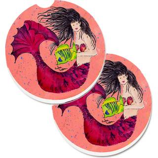 """" Caroline's Treasures Mermaid Set med 2 Cup Holder Car Coasters 8338Carc 2.56 Multicolor """"