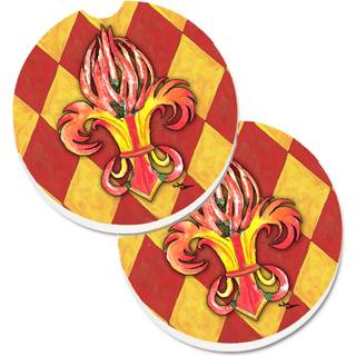 """" Caroline's Treasures Peppers Fleur de Lis Sæt med 2 Cup Holder Car Coasters 8499Carc 2.56 Multicolor """"