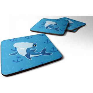"""" Caroline's Treasures Hammerhead Shark på Anchors Foam Coaster Set på 4 3,5 multicolor """"