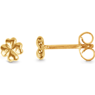 Lucky Four Leaf Øreringe, Gold Plated