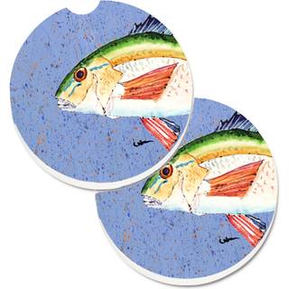 """" Caroline's Treasures Rainbow Trout på Blue Sæt med 2 Cup Holder Car Coasters 8534Carc 2.56 Multicolor """"