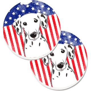 """" Caroline's Treasures American Flag & Dalmatian Set med 2 Cup Holder Car Coasters BB2140Carc 2.56 Multicolor """"