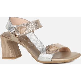 Hispanitastil kvinder. CHV253958 Sølvfarvede Miami lædersandaler (36), Sølvfarvet, 3-5 cm, Velcro, Casual, Party