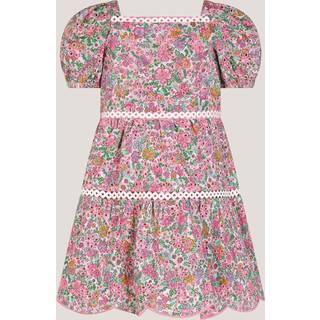 Monsoon Monsoon Pink Baby Broderie Floral Puff-Sleeve Dress