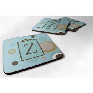 """" Caroline's Treasures CJ1013-ZFC Monogram-Blue Dots Foam Coasters (Sæt på 4) indledende bogstav Z 3.5 """" ""H X 3.5"" """" ""W Multicolor"" ""