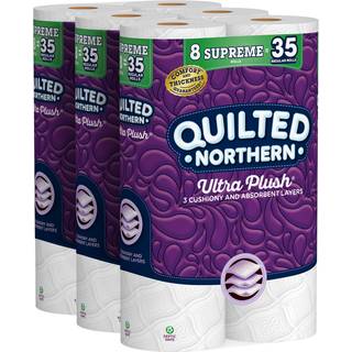Quiled Northern Ultra Plush Toiletpapir 24 Supreme Rolls = 105 Regelm?ssige ruller 3-lags badv?v