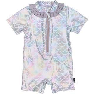 Mikk-Line Kid's UV Suit Frill Recycled AOP Lycra Børn størrelse 98/104 - 3-4 Years farve grå