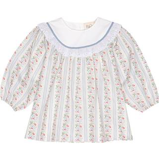 Flöss Abigail Kjole Soft White/Bright Blue 86 cm  Hvid  86 cm  kvinde