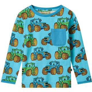 Småfolk Tractors Langærmet T-shirt Blue Atoll 1-2 Y  Blå  1-2 år  mand