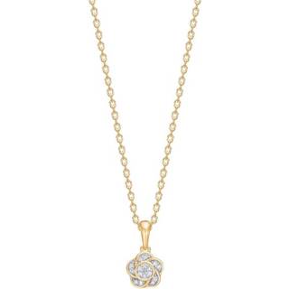 Siersbøl blomstervedhæng i 14 kt. guld med diamant - Inkl. forgyldt kæde