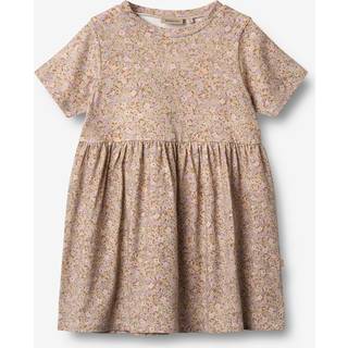 WHEAT Kid's Jersey Dress S/S Anna Kjole Børn størrelse 116 farve beige/brun