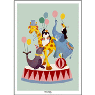 Poster & Frame Plakat Lille Cirkus børneplakat lysegrøn A3