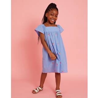 Angels By Accessorize Angels By Accessorize Blue Strawberry Chambray Smock 100% Cotton Dress