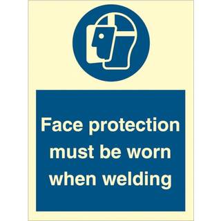 Face protection must be worn when welding - Efterlysende Vinyl HI150 - 200 x 150 mm