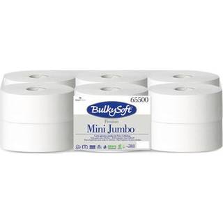 BulkySoft Toiletpapir Jumbo Mini 2-lag 145 m Hvid Premium Ø18 cm 12 rl (65500)