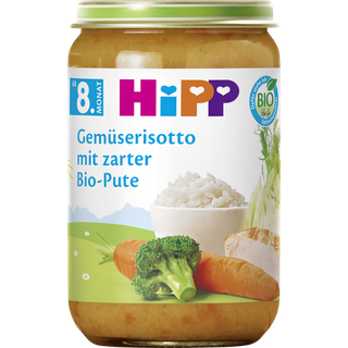 HiPP Økologisk ret med grøntsagsrisotto og fin kalkun fra 8 måneder 86.14 DKK/1 kg (6 x 220.0g)