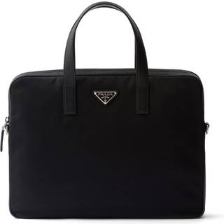 Prada Re-Nylon leather-trimmed briefcase - black - One Size