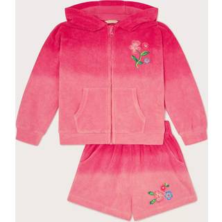 Monsoon Monsoon Pink Floral Print Ombré Terry Zip 100% Cotton Hoodie and Shorts Set