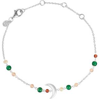 ByBiehl Summer Moon armbånd i sølv med rød og grøn agat samt pink jade