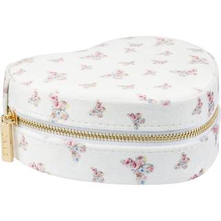 DARK Velvet Heart Jewellery Box Off White Butterfly Pattern