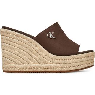 Platform Espadrille Wedge Sliders - Brown - EU 38