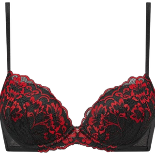 Ann Summers Ann Summers Black/Red Sexy Lace Padded Plunge Bra