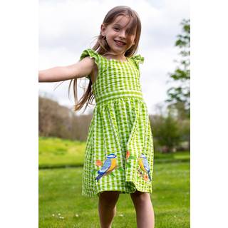 Frugi Grøn Ternet Fugl Kjole9 - 10 år (134 - 140cm)