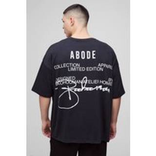 Mens Black ABODE Heavyweight Oversized Print T-Shirt