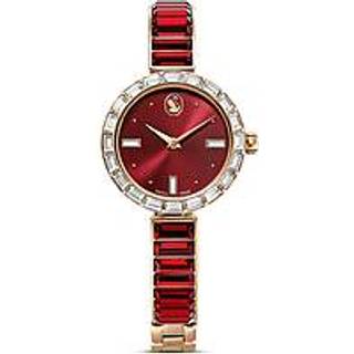 Matrix bangle Uhr, Schweizer Produktion, Kristallarmband, Rot, Roségoldfarbenes Finish