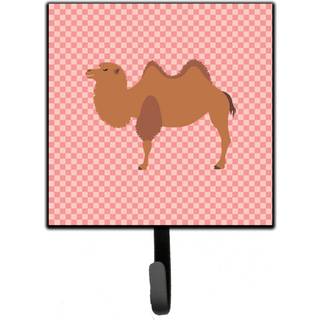 """" Caroline's Treasures Bactrian Camel Pink Check Wall Hook Small Multicolor """"