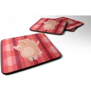 """" Caroline's Treasures Dancing Pig Foam Coaster Set på 4 3,5 multicolor """"