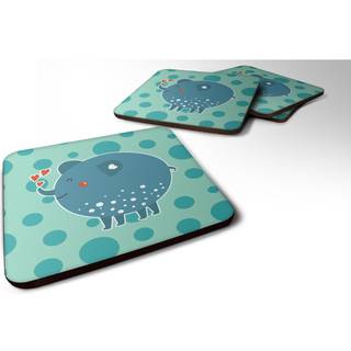 """" Caroline's Treasures Blue Elephant Foam Coaster Set på 4 3,5 multicolor """"