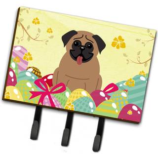 """" Caroline's Treasures Easter Eggs Pug Brown Leash eller Key Holder Hooks Multicolor """"