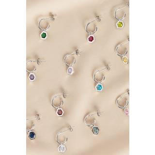 Next Sterling Silver Hexagon Birthstone Hoop Earrings