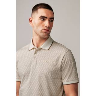 Next White and Gold Short Sleeve Print Polo Shirt