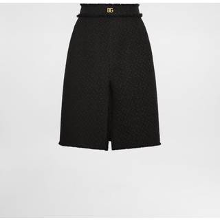 Dolce&Gabbana DG wool-blend tweed midi skirt - black - XL+