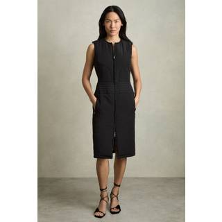 Reiss Reiss Black Mahlon Quilted Zip-Through Sleeveless Dress