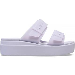 Crocs women Brooklyn Buckle Frosted Low Sandals Purple Moon 34