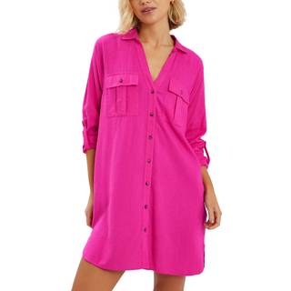 Accessorize Accessorize Pink Long Sleeve Beach Cover-Up Shirt