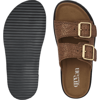 Green Comfort Mango Slide Buckle damesandaler - (Cognac, str. 41,)