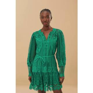 Farm Rio Tropical Flight Green guipure minidress - green - L